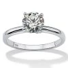 1.08 TCW Round Cubic Zirconia Sterling Silver Bridal Engagement Solitaire Ring-Size 7