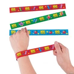 100th Day of School Slap Bracelets - 12 Pc.