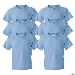 6 Light Blue Youth T-Shirts