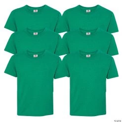6 Retro Heather Green Youth T-Shirts