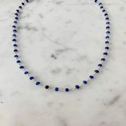 A Blonde and Her Bag - Balmy Nights Station Necklace Sapphire with Silver