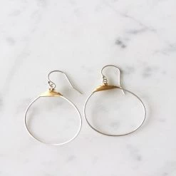 A Blonde and Her Bag Jewelry - Small Featherweight Hoop Earring / Sterling Silver Hoop with 14K Gold Fill Wrap