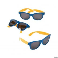 Adult’s Blue & Gold Two-Tone Sunglasses - 12 Pc.