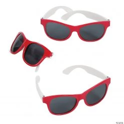 Adult’s Red & White Two-Tone Sunglasses - 12 Pc.