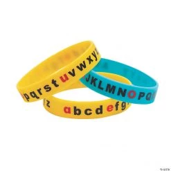 Alphabet Recognition Silicone Bracelets - 12 Pc.