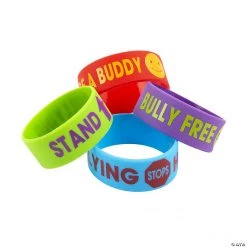 Anti Bullying Big Band Rubber Bracelets - 12 Pc.