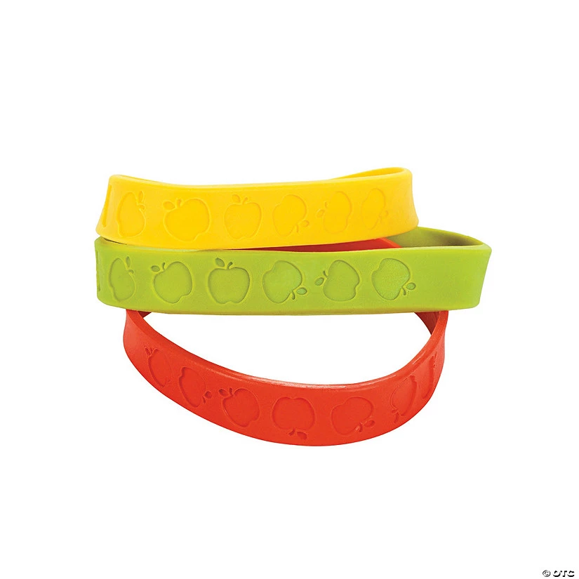 Apple Rubber Bracelets - 24 Pc. 1 Apple Rubber Bracelets - 24 Pc.