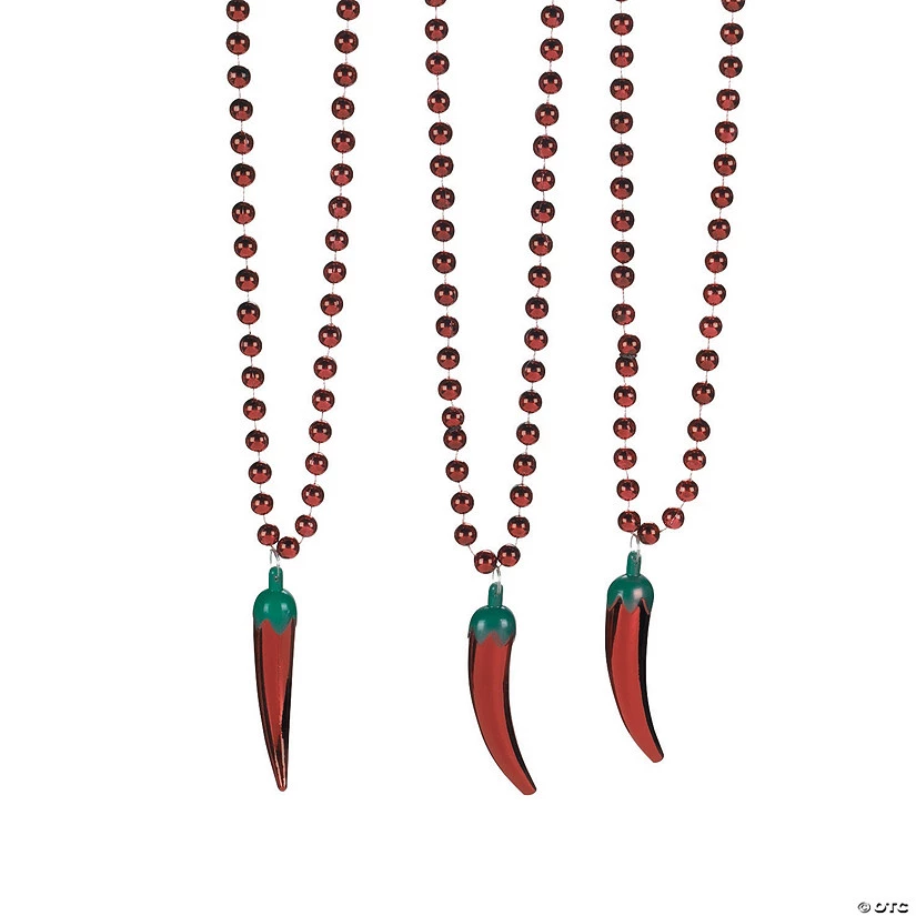 Bead Necklaces with Red Hot Chili Pepper - 24 Pc. 1 Bead Necklaces with Red Hot Chili Pepper - 24 Pc.