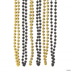 Black & Gold Bead Necklaces - 48 Pc.