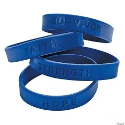 Awareness Ribbon Sayings Rubber Bracelets - 24 Pc.