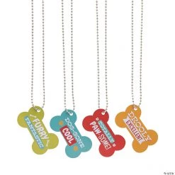 Bone-Shaped Dog Tag Necklaces - 12 Pc.