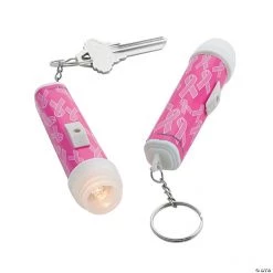 Breast Cancer Awareness Flashlight Keychains - 12 Pc.