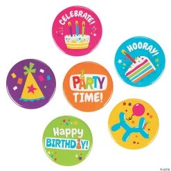 Bright Birthday Buttons - 24 Pc.