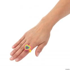Bright Rainbow Heart Rings - 12 Pc. -Apparel & Accessories Sales bright rainbow heart rings 12 pc 14095542 a01