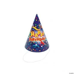 Bulk Purple Birthday Design Paper Hats