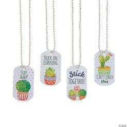 Cactus Dog Tag Necklaces - 12 Pc.
