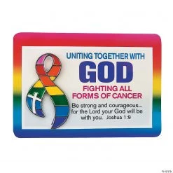 Cancer Awareness Ribbon Faith Pins with Card - 12 Pc.