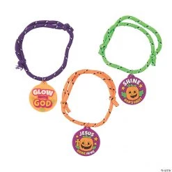 Christian Pumpkin Friendship Rope Bracelets - 24 Pc.