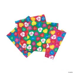 Conversation Hearts Print Bandanas - 12 Pc.