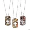 Cross Cutout Camouflage Dog Tag Necklaces - 12 Pc.