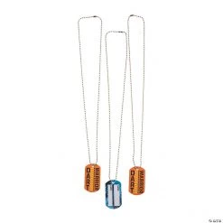 Dart Battle Dog Tag Necklaces - 12 Pc.