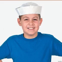 DIY White Sailor Hats - 12 Pc. -Apparel & Accessories Sales diy white sailor hats 12 pc 5 97u a03