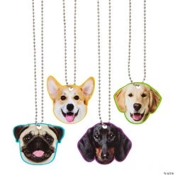 Dog Face Dog Tag Necklaces - 12 Pc.
