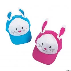 Easter Bunny Baseball Caps with Ears - 12 Pc.