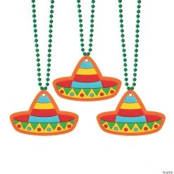 Fiesta Sombrero Jumbo Charm Beaded Necklaces - 12 Pc.