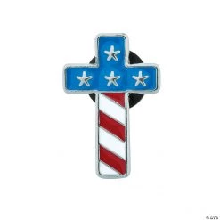 Flag Cross Enamel Pins - 36 Pc.