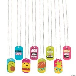 Funtastic Food Friends Dog Tag Necklaces - 12 Pc.