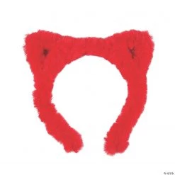 Fuzzy Christmas Cat Ear Headbands - 12 Pc.
