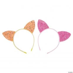 Glitter Cat Ear Headbands - 12 Pc.