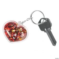 Glitter-Filled Heart Keychains - 12 Pc.