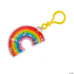 Glitter-Filled Rainbow Backpack Clip Keychains - 12 Pc.