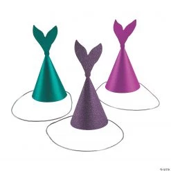 Glitter Mermaid Cone Party Hats - 12 Pc.