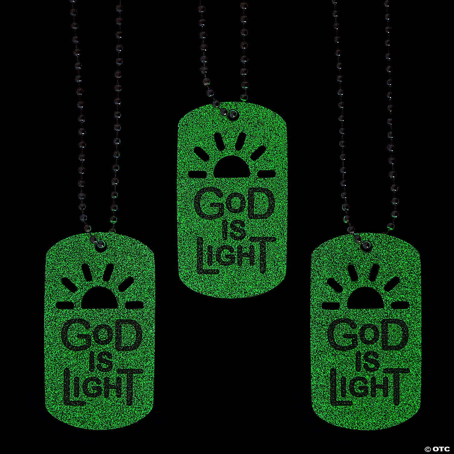 Glow-in-the-Dark God is Light Dog Tag Necklaces - 12 Pc. 1 Glow-in-the-Dark God is Light Dog Tag Necklaces - 12 Pc.