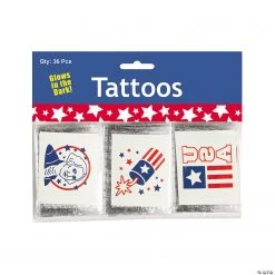 Glow-in-the-Dark Patriotic Temporary Tattoos - 72 Pc. -Apparel & Accessories Sales glow in the dark patriotic temporary tattoos 72 pc 35 681a a03
