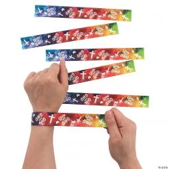 Glow-in-the-Dark Religious Slap Bracelets - 12 Pc. -Apparel & Accessories Sales glow in the dark religious slap bracelets 12 pc 13773135 a01