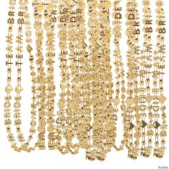Gold Team Bride Beaded Necklaces - 24 Pc.