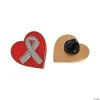 Grey Awareness Ribbon Heart Pins - 12 Pc.