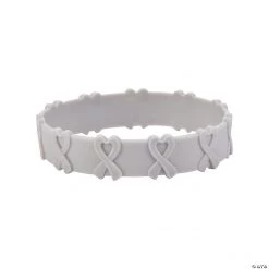 Grey Awareness Ribbon Pop-Out Rubber Bracelets