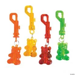 Gummy Teddy Bear Backpack Clip Keychains - 12 Pc.