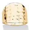 Hammered-Style Cigar Band in 14k Gold over .925 Sterling Silver-Size 7