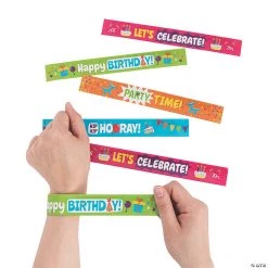Happy Birthday Slap Bracelets - 12 Pc.