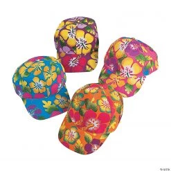 Hibiscus Baseball Caps - 12 Pc.