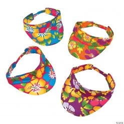 Hibiscus Print Luau Visors - 12 Pc.