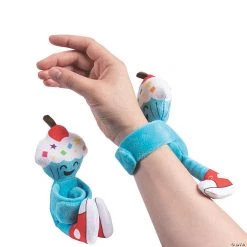 Hugging Plush Birthday Cupcake Slap Bracelets - 12 Pc.
