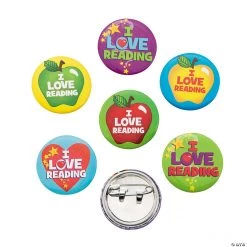 “I Love Reading” Mini Buttons - 48 Pc.