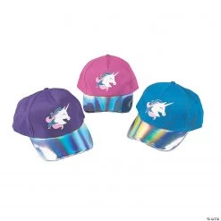 Iridescent Unicorn Baseball Caps - 12 Pc.